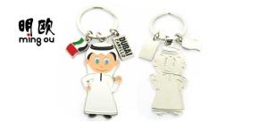 Quality Arab Style Customized Personalised Metal Keyrings Silver With Soft Enamel Fill Logo wholesale