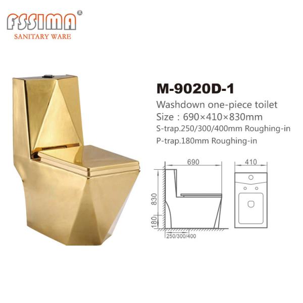 Luxury Vintage Ceramic Conjoined Toilet Two Piece Golden Bowl Color Bathroom