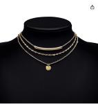 SS Steel 45cm Multi Layered Gold Cross Necklace For Women