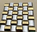 Golden 3D Arched Metallic Mosaic Tiles Trim Stainless Steel Laminate Backsplash