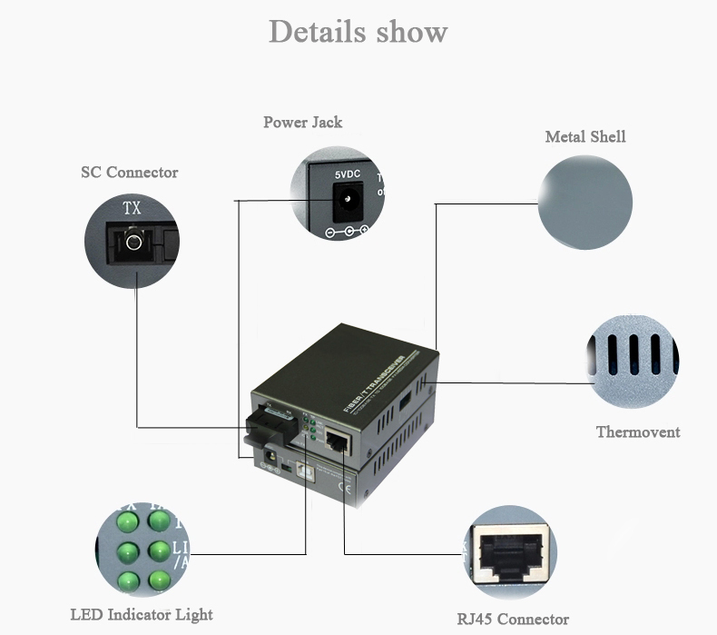 100M SM SX 20KM Fiber Media Converter With SCUPC Connector