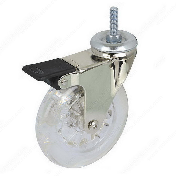 2 Inch Transparent Wheel Threaded Stem Casters Urethane Casters