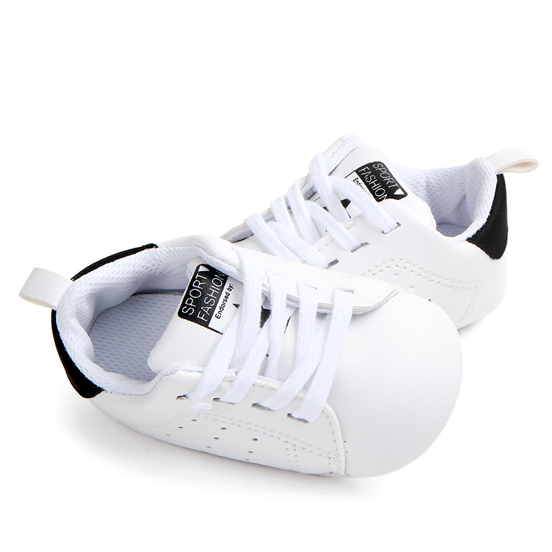 Hot sale 2019 PU Leather white shoes Lace-up Casual sport baby shoes