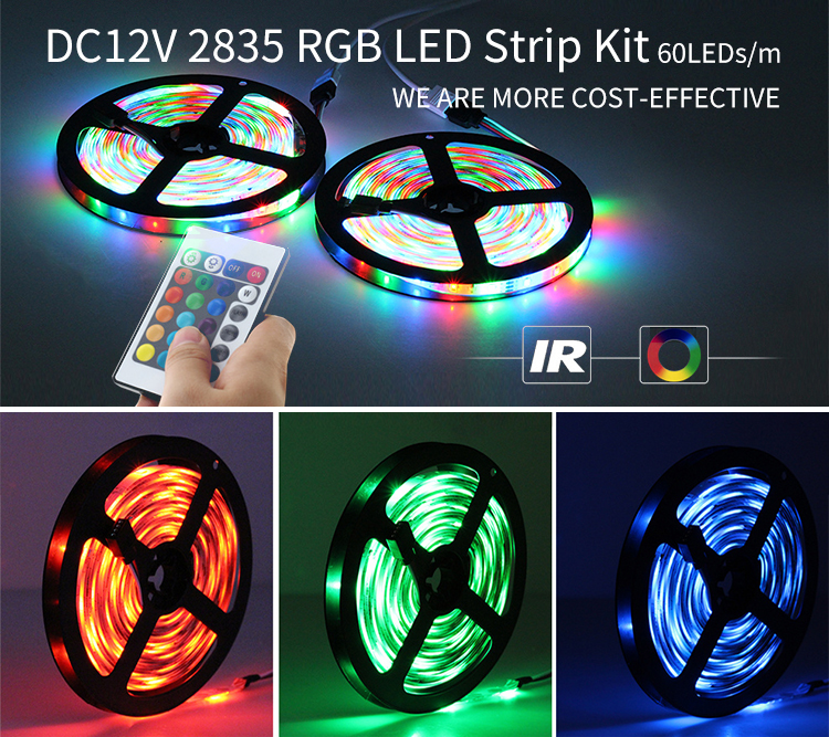 5V RGB SMD 5050 LED Strip Light Set With 3 Keys Remote Control Support Dimmer IP20