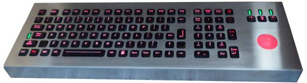 Durable Backlight Black Military Industrial Metal Keyboard With Trackball IEC