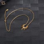 Sunflower Pendant Necklace Titanium Steel Jewelry Women Collarbone Chain