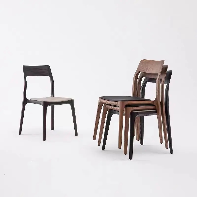 Armless DWooden Dining Chair Comfortable PU Leather Wood Dining Chair