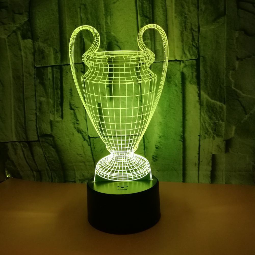 Champion sports creative gifts custom 3D night light trophy colorful touch LED visual small table lamp