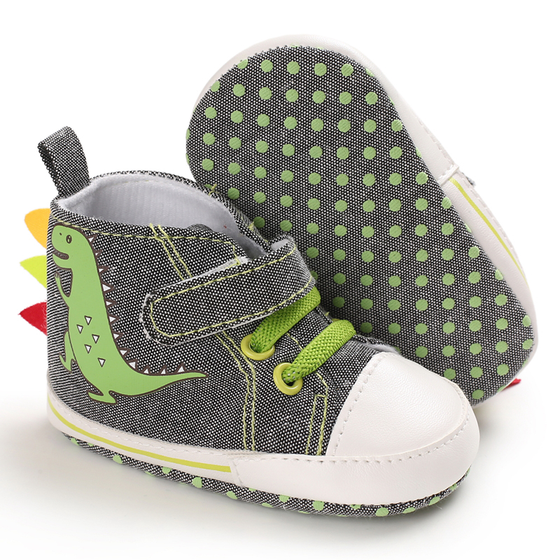 Wholesale Cheap Canvas Dinosaur animal prewalker outdoor antislip boy baby shoes