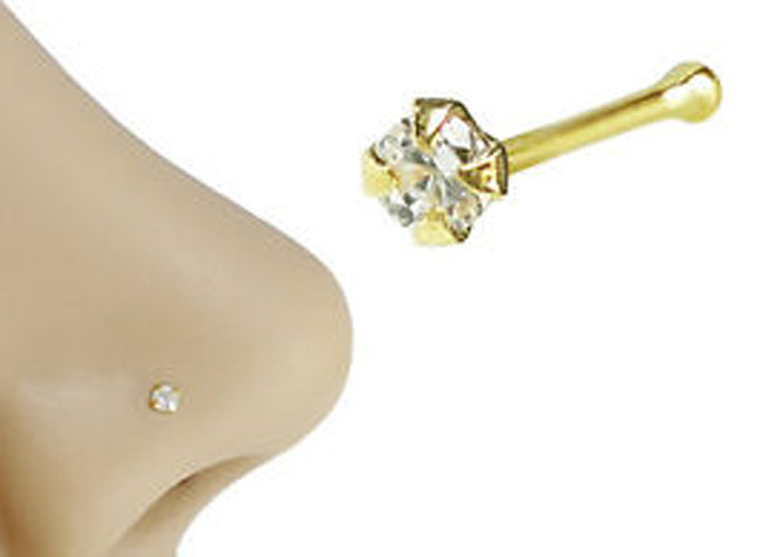 Thickness 0.6mm 18K Gold Nose Piercing with 1.25-3.0mm Diamonds