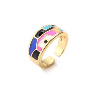 Quality Multicolor Dripping Oil Rings Exquisite Gold Plated Wedding Rings OEM ODM wholesale