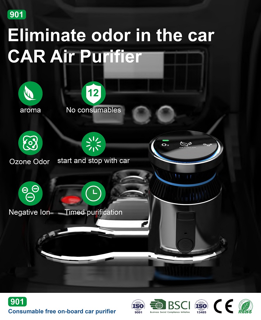 HOMEFISH Aluminum Alloy Car Air Purifier Ozone Generator Active Oxygen DC 5V