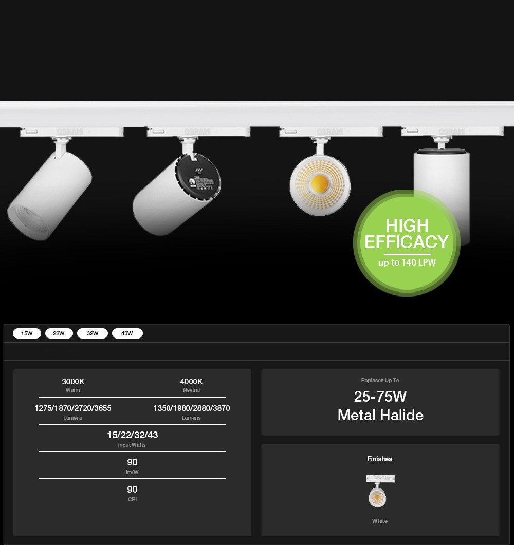 6000K Aluminum COB Track Light , Durable Hotel LED Track Lamp