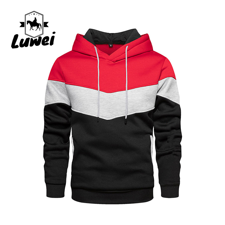 Men's Stitching Cutting Sport Gym Felpa Contrast Color Felpe Con Cappuccio Sweatshirt Hoodies With Pocket
