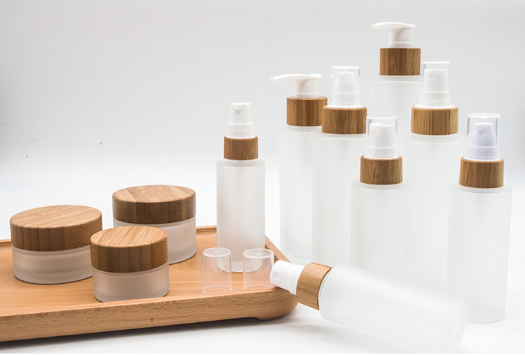 50g Face Cream Recycled Cosmetic Glass Jar With Bamboo Cap