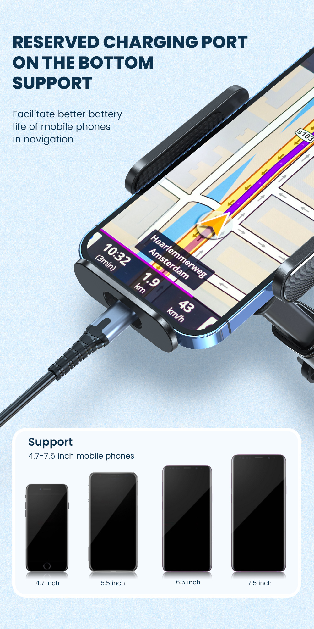 Long Arm Semi Automatic Cell Phone Stand Retractable For Car