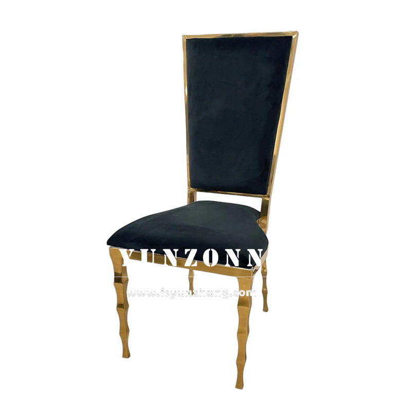 Unique Bamboo Shape Legs Hotel Banquet Chair Gold Stainless Steel Wedding Chair for Event Party Rental