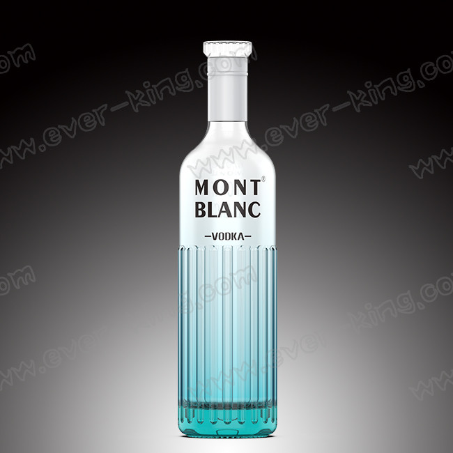 Cork Cap Blue Vodka Glass Bottle Round Shaped Customized