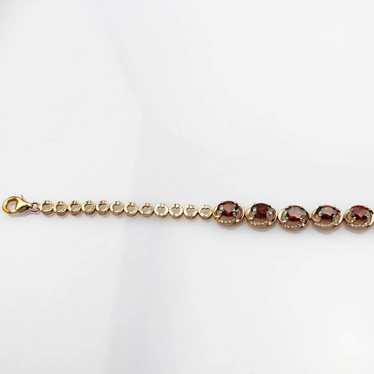 Rose Gold Plated 925 Silver Created Garnet Cubic Zircon Link Women Tennis Bracelet(H09)
