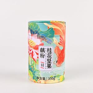Quality Cylinder Cardboard Tube Food Packaging With Tinplate Lid UVcoated wholesale