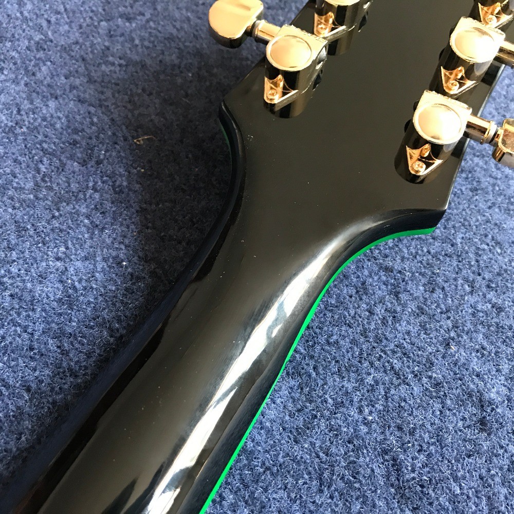 Customized electric guitar lp model in green color black burst green