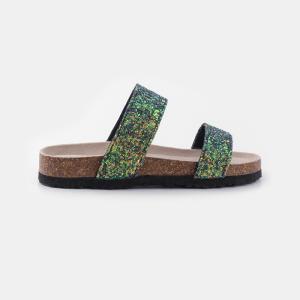 Quality Green Shiny Slip Resistant Eva Slide Sandal With Double Strap wholesale