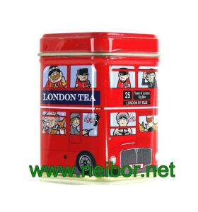 Quality London bus design mini size square tea tin box 25g wholesale