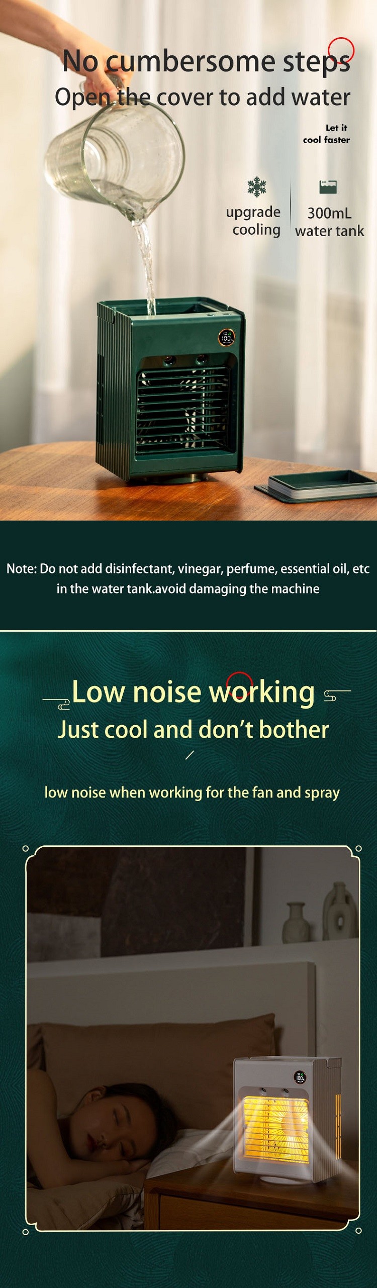 Type-C Port 1A Air Cooler Fan Portable 4000mAh Quiet Small Desktop Fan