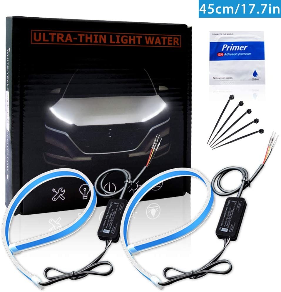 Flowing Bar Silicone Drl Daytime Running Lights 45CM 17.7" White Amber Flexible LED Tube Strip