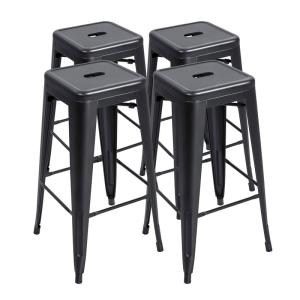 Quality Iron High Foot Bar Chair Industrial Stackable Bar Stool Black Seater wholesale