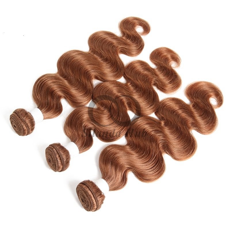 #30 Medium Auburn Body Wave Remy Human Hair Bundles Sew In Weave Bundles Brazilian Bundle Deals