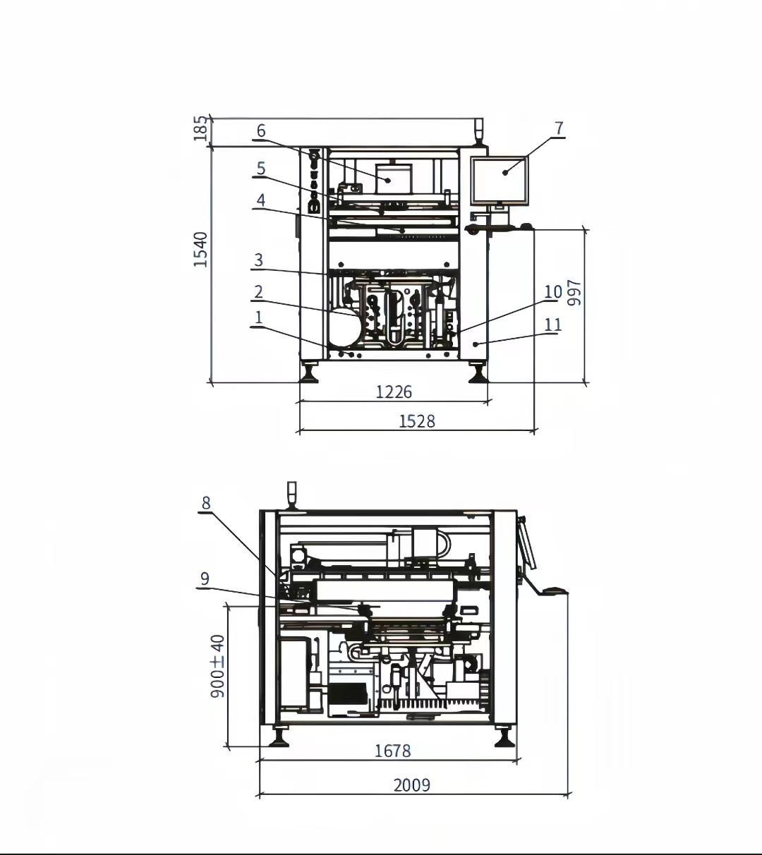 PCB Solder Paste Printer YSL-T5 Scraper Pressure 0~20kg Machine Weight About 950kg Conveyor Height 900±40mm