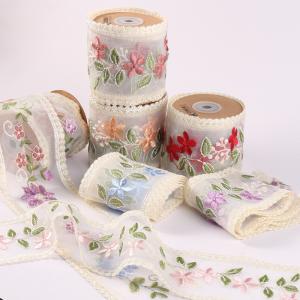 Quality Embroidery Wired Organza Ribbon 85mm Single Face Printed Organza Ribbon wholesale