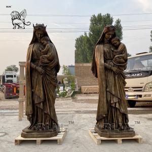 Quality Bronze Virgin Mary Statue Life Size Mother Mary Jesus Brass Sculpture Metal Religious Outdoor Church Craft wholesale