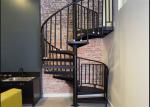 Residential Steel Stair Custom Spiral Staircase With Solid Wood Treads