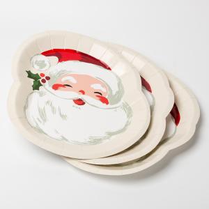 Quality FDA Disposable Paper Plate Santa Claus Christmas Party Supplies Set Special Shape wholesale