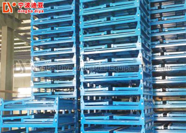 Side Holes Large Rack Storage System , Industrial Steel Folding Turnover Pallet