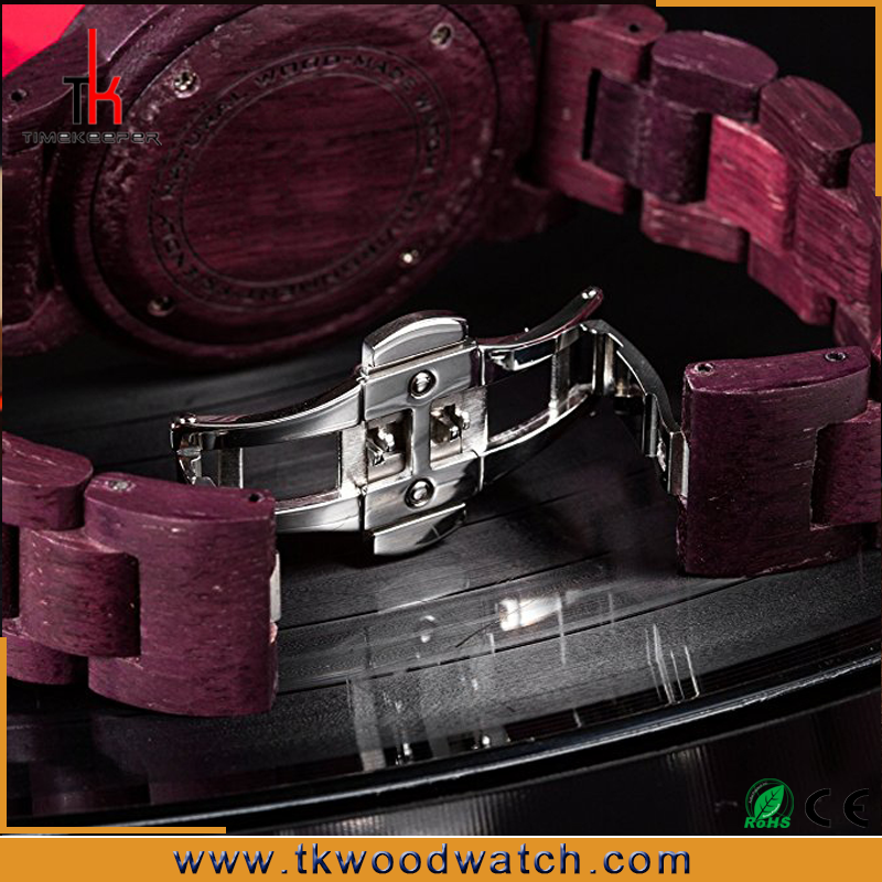 Christmas Gift Red and Dark sandalwood Gold hand wood watch private label