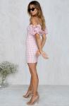 2018 New Arrivals Clothing Ruffled Sleeve Pink Gingham Women Dresses Summer