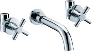 Quality Ceramic Cartridge Wall Mount Bathroom Sink Faucet with Two Handles , Basin faucet wholesale