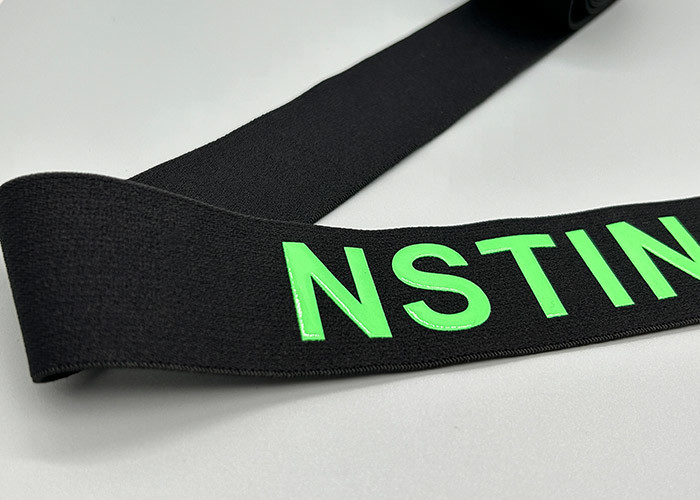 40mm Black Renewable Printed Elastic Band Glossy Logo For Clothing