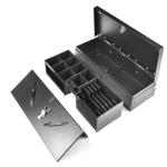 Black Mini RoHS 6V 12V POS Cash Drawer Flip Top Metal Cash Box
