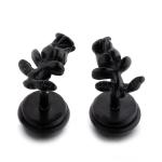 Women Black Plated Stainless Steel Earrings Rose Fashion Jewelry Earrings