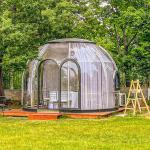 Aluminium Frame 6m Glass Dome House Glamping Glass Dome Tent With Bathroom