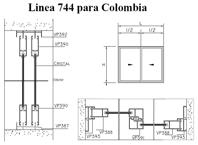 OEM 6060 Aluminium Sliding Window Profile For Colombia Sistema 744