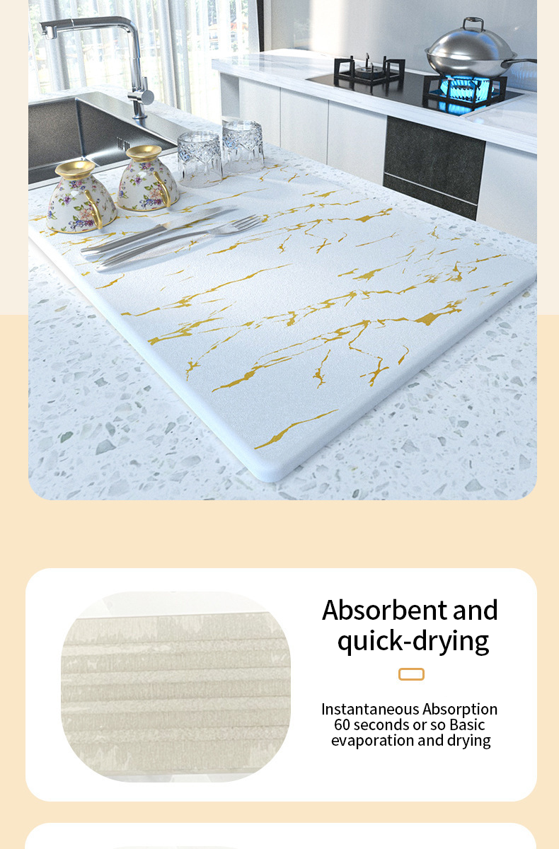 Home Hotel Restaurant Non-Slip Diatomaceous Earth Placemat for Fast Dry Table Mat