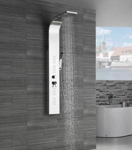 Quality 304 Stainless Steel Shower Panel with Top Rain Shower and Back Massage Nozzles wholesale