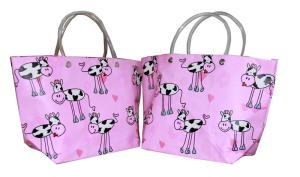 Quality Eco-friendly Recyclable Flowers Purple PP Woven Shopping Bag With PVC Handle wholesale
