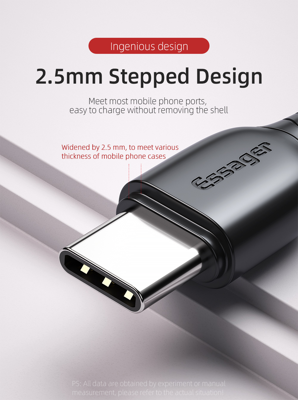 PVC Type C Data Cable 2.4A Stretchable Phone Charger Cable 1.2M