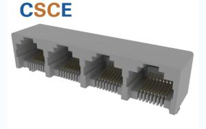 Quality 1×4 Port Side Entry Female 6P RJ45 PCB Connector wholesale
